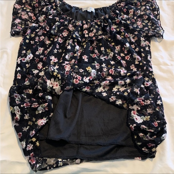 Babydoll Sheer Lace Floral Blouse Size Large Romantic Boho - Picture 9 of 10
